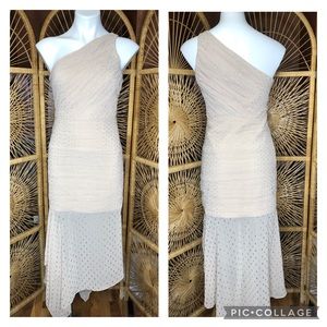 HALSTON NWT One Shoulder Pleated Trumpet Dress 4